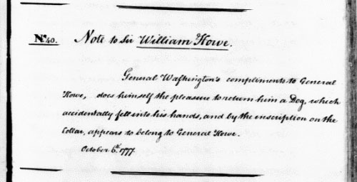 Записка генерала Вашингтона для генерала Хау
